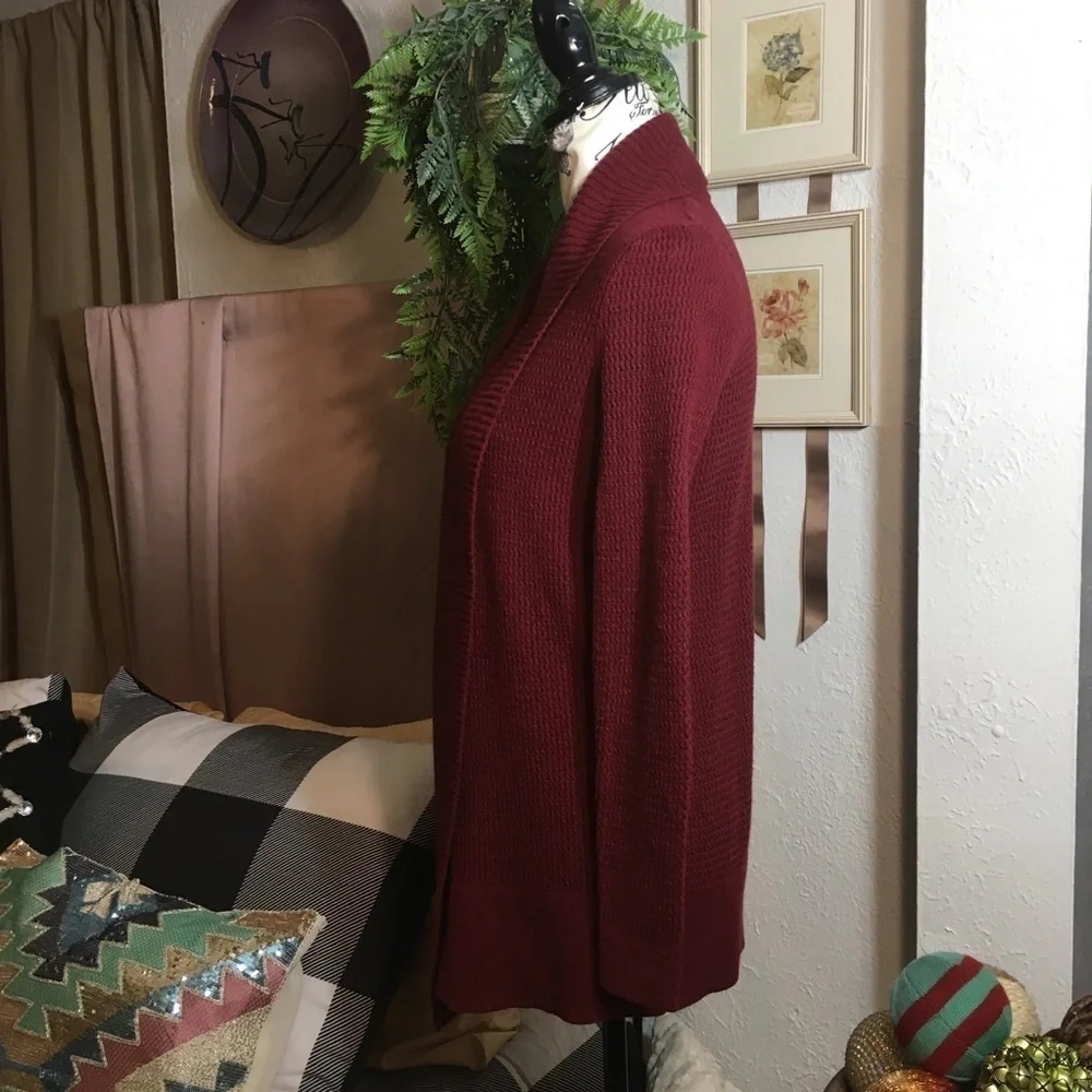LOFT fold over neckline long open front cardigan